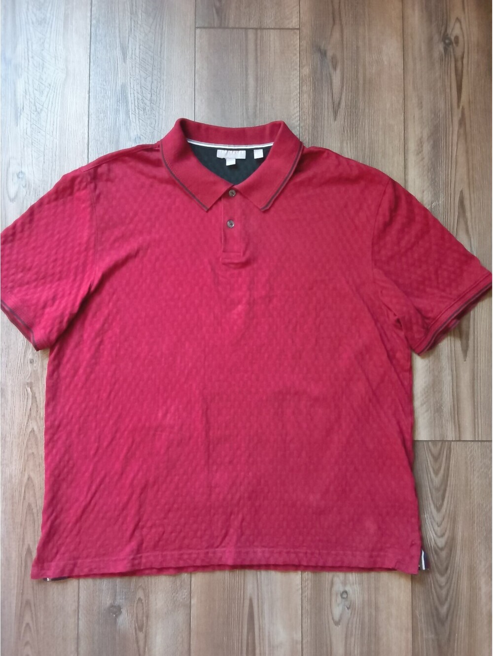 Ted Baker Men's Jacquard Textured Crimson Red Polo Short Sleeve Shirt XXL